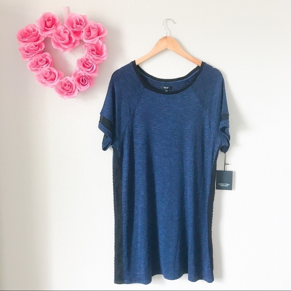 Simply Vera‎ Blue Lace Mesh Sweater Dress